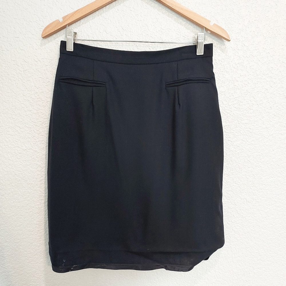 Banana Republic 100% Wool Black Pencil Skirt Size 10